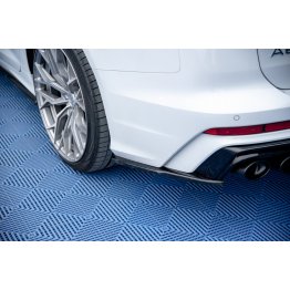 Накладки сплиттеры боковые на задний бампер на Audi A6 C8 S-Line